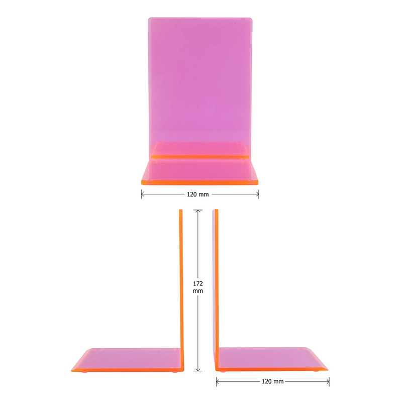OSCO Acrylic Bookends with Clear Rubber Pads Non Slip, Stylish