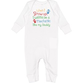 inktastic Mechanic Like Daddy Baby Romper Coveralls Newborn White 2457a