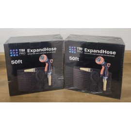 TBI PRO Lot of 2 Expandable House Car Washing Watering Hose Kit 50 ft w/Sprayer & Hanger