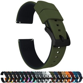 BARTON WATCH BANDS Elite Silicone Watch Bands - Quick Release, Army Green Top/Black Bottom, 24mm