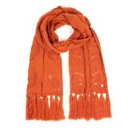 HEYO Ladies Winter Cosy Warm Scarf with Fringe HSD01, orange