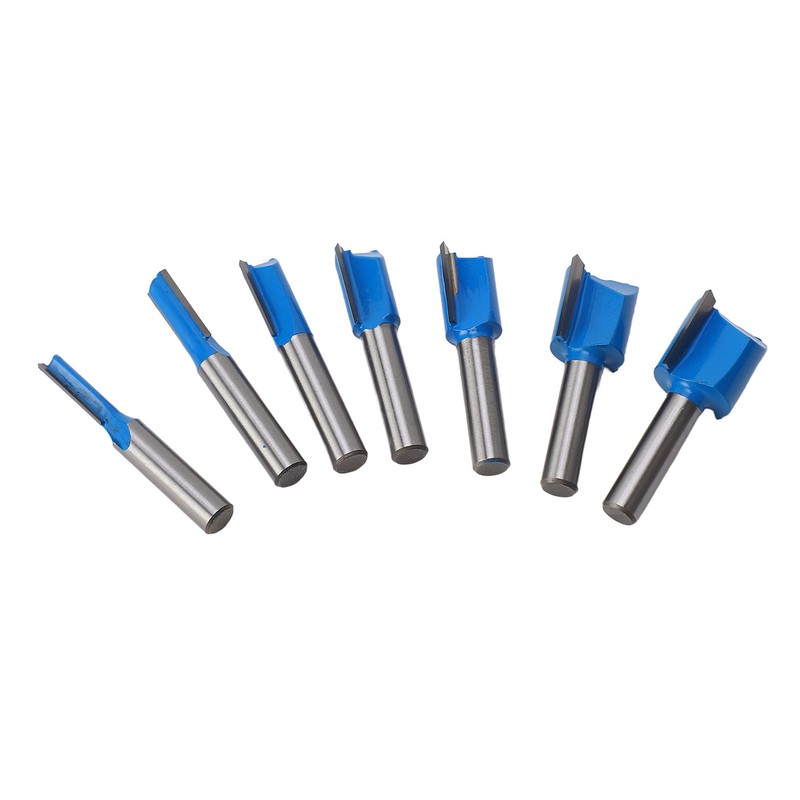 7 Pcs Straight Router Bit 8mm Shank Double Flute Wood