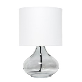 Simple Designs LT1210-SMW 13.75" Contemporary Curved Glass Table Lamp, Smoke Gray with White Shade