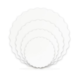 qiqee Matte White 8 Inch Wave Cake Boards Round 50-Packs Circles Rounds Base Cake Plate（Thinner But Stronger）