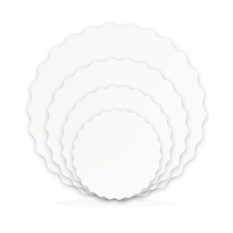 qiqee Matte White 8 Inch Wave Cake Boards Round 50-Packs