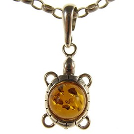 Baltic amber and sterling silver 925 cognac tortoise pendant (no chain)