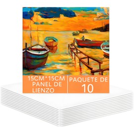 10 Piezas lienzo para pintar, 15x15cm paneles de lona en blanco a granel, paneles de lona 100% algodón para pintura al óleo, acuarela, pintura acrílica, gouache y témpera lienzo para pintuar (10, 15*15 cm)