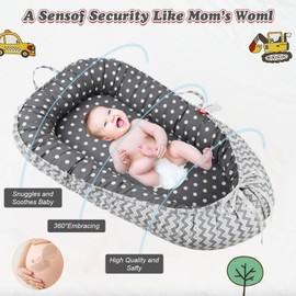 Baby Lounger for Newborn Cover，Removable Slipcover Infant Nest-Breathable & Portable Adjustable Cotton Soft Baby Floor Seat - for TravelNewborn Essentials (White Point)