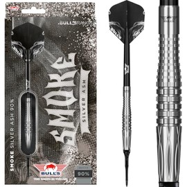 BULL'S Smoke 90% Tungsten Softtip Dart - 20g | Straight Barrel in Silver Ash Design