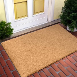 LuxUrux Welcome Mats Outdoor Coco Coir Doormat, with Heavy-Duty PVC Backing - Natural - Perfect Color/Sizing for Outdoor uses. (Natural, 75 x 100 cm)