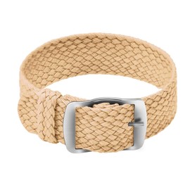 ULLCHRO Unisex Perlon Nylon Bracelet with Stainless Steel Silver Buckle, beige