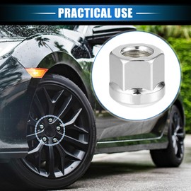 VekAuto 4 Pcs Wheel Lug Nuts Compatible for Honda Accord Civic, Durable M12 x 1.5 Carbon Steel Silver Tone Tire Lugnuts