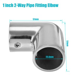 Handrail 2-Way Pipe Fitting Elbow,AICWIOO 90 Degree Pipe Connector 316 Stainless Steel Marine bimini top hardware tube connector Spare Part for 1 inch O.D. Tubing(2 PCS)