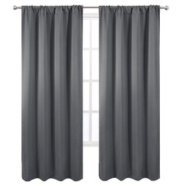 LEMOMO Frost Grey Blackout Curtains/38 x 84 Inch/Set of 2 Panels Rod Pocket Room Darkening Curtains for Bedroom