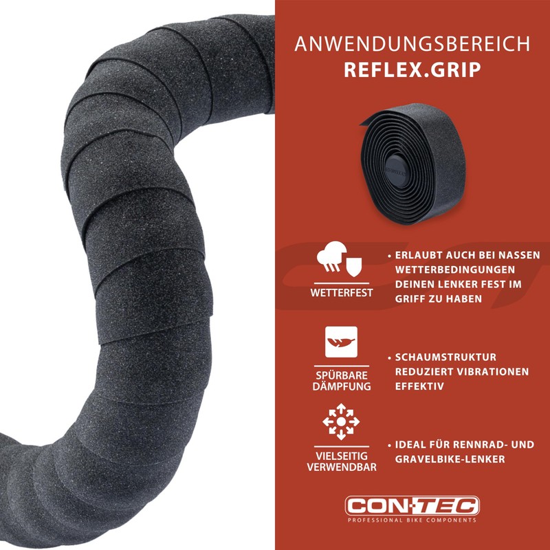 CONTEC CT 03199996 Handlebar Tape Reflex Grip Black 200 mm