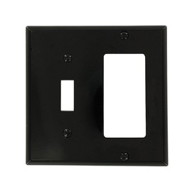 Leviton 80707-E 2-Gang 1-Toggle 1-Decora/GFCI Device Combination Wallplate, Black
