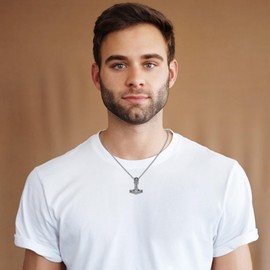 Twoowl Thors Hammer Necklace 925 Sterling Silver Mjolnir Pendant Necklaces Urn Necklace for Ashes Necklace Norse Viking Cremation Jewelry Gifts for Men Women christmas gifts Stocking Stuffers xmas gifts regalos de navidad