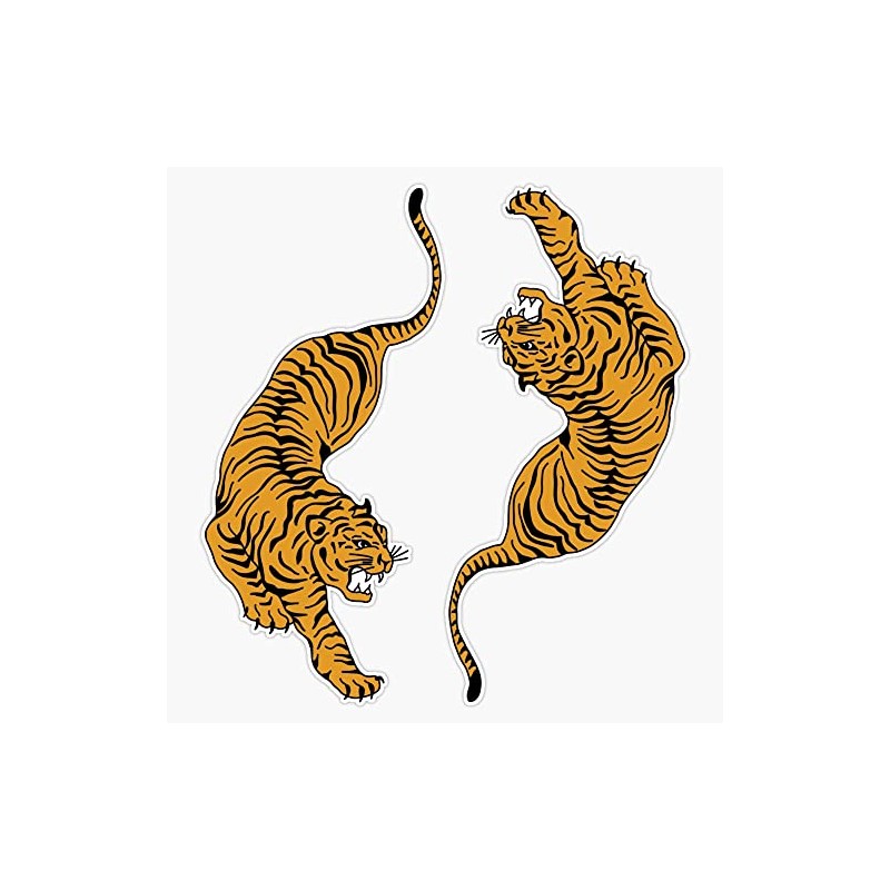 Two Tigers Bumper Sticker Vinyl Decal 5 inches