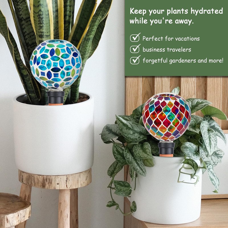 Chonsun Mosaic Watering Globes 2 Pack Self Watering Spikes Purple