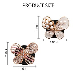 KHGUZ Bling Car Vent Clips, 2PCS Crystal Rhinestone Butterfly Vehicle Air Conditioning Outlet Clamps, Diamond Sparkling Ventilation Charm Decoration, Universal Auto Accessories (Pink+Pink/White)