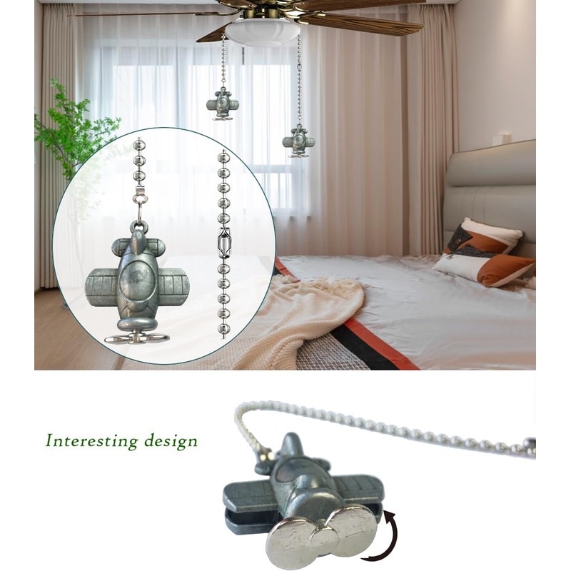 OMYZERO 12 inch Ceiling Fan Pull Chain Airplane Charm Pendant