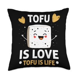 Tofu Lover Healthy Eating Plant Based Vegetarian Vegan Food Throw Pillow
