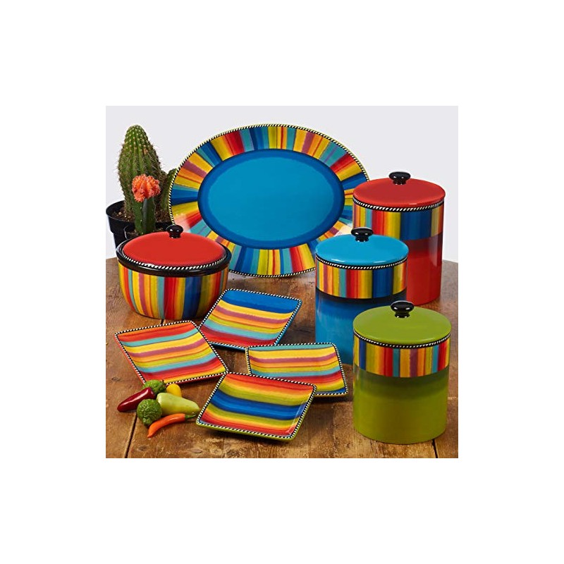 Sierra 8.25" Ceramic Bean Pot with Lid, 72 oz, Multicolor