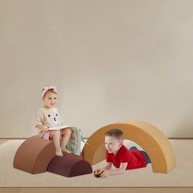 Yoonnie room Toddler Climbing Toys Indoor, Toddler Indoor Playset, Foam Climbing Blocks,Multi-Function Foam Play Set,for 1-3 Age Crawl and Slide (Yellow)