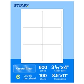 ETIKEZ 3-1/3x4 Shipping Address Labels, Shipping Labels for Laser & Inkjet Printers, Easy to Peel (600 Labels, 100 Sheets)