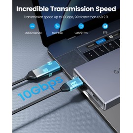 ORICO Dual M.2 NVMe SSD Enclosure, USB C to M2 Adapter for M Key PCIe 2230/2242/2260/2280 M.2 SSDs,Tool-Free Installation Aluminum M.2 Reader Support Trim and UASP up to 2x4TB-CM2-2N