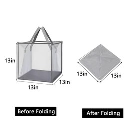 Typutomi 4 Pack Popup Laundry Hamper, Small Collapsible Mesh Laundry Baskets Dirty Clothes Basket with Handle Cube Storage Basket for Washing Storage,Toy Storage,Dorm and Travel(Grey,13 Inch)