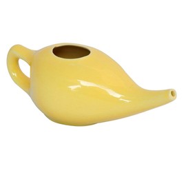 ANCIENT IMPEX Ceramic Neti Pot for Nasal Cleansing with 5 Sachets of Neti Salt | Compact and Travel-Friendly Design | Natural Remedy for Infection, Sinus and Congestion (Yellow)