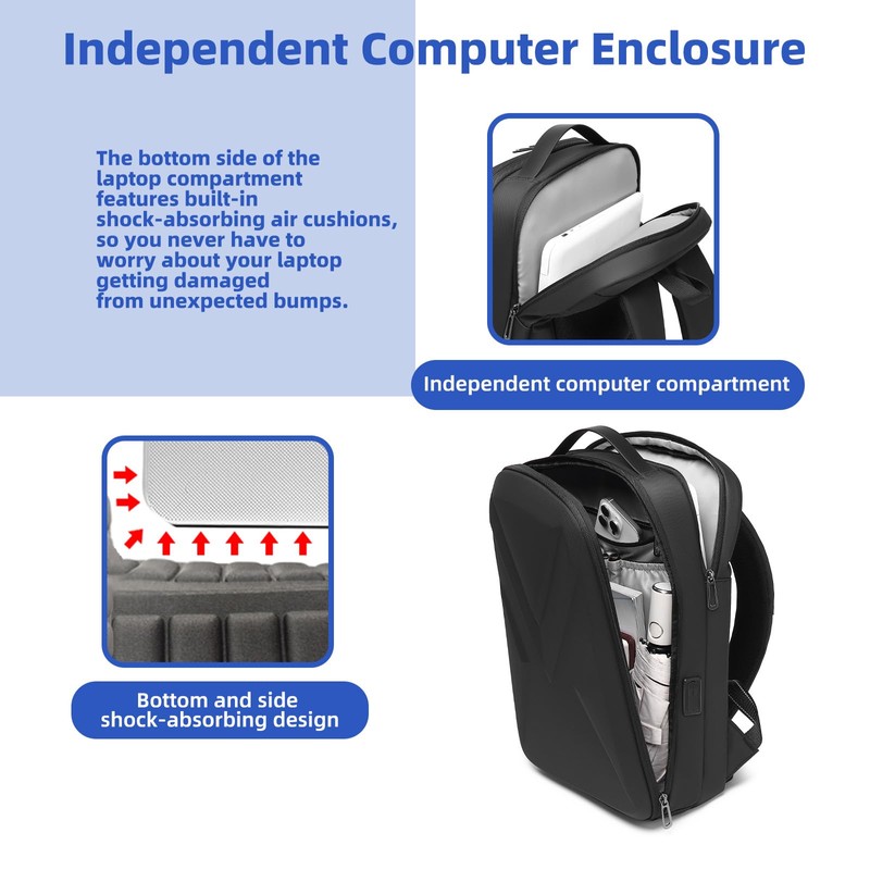 GYakeog Laptop Backpack, EVA Hard Shell, Oxford, Lightweight, Waterproof, USB-C