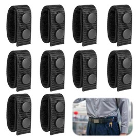 MUYAPAY Pack of 10 Belt Loop, Belt Keeper, Duty Belt Keeper, Police Belt Holder, Belt Holder with Double Press Studs, Belt Loops, Tactical Belt Accessories, for Outdoor Sports, black