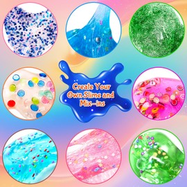 42 Pack DIY Slime Kit, Slime Making Kit for Girls 3-12, Crystal Premade Slime with Add-ins, Foam Balls, Glitters, Party Favors Gift Toys for Kids