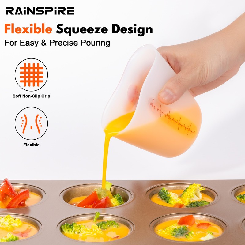 Rainspire Upgraded 3 Piece Silicone Measuring Cup Sets Squeeze &