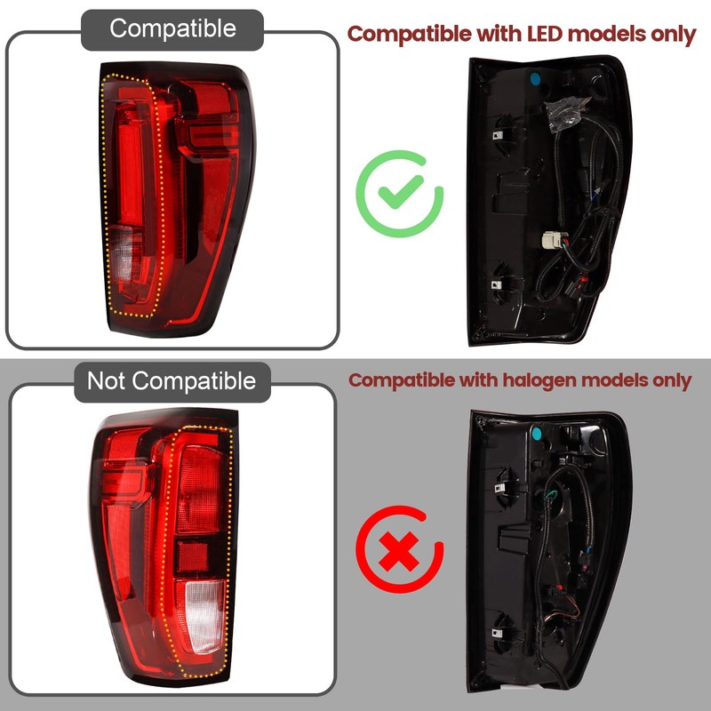 CONLLCON LED Tail Lights Assembly Compatible with 2019-2023 GMC Sierra
