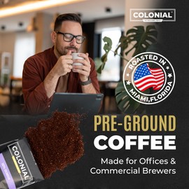 Colonial Coffee 32 Count Single Pot Coffee Packets – 100% Arabica Dark Roast | Pre-Measured Frac Packs for 12 Cup Maker | Bulk Ground Gourmet Coffee for Home & Office