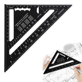 Liroyal Triangle Ruler for Woodworking Circular Saw Ruler Right Angle Ruler Circular Saw Guide Black Multi-Angle Tool 0-90 Degree Double Sided Scale Aluminum Alloy Strong and Durable Clear Scale Easy Identification Construction Drafting Carpentry Tools C