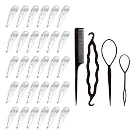 Pack of 30 silver hair clips and 4 black curlers, fashionable and simple hair clips, metal hair clips, hair styling tools