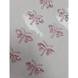 CraftbuddyUS 8pc 35X25mm AB Pink Dragonfly Rhinestone Self Adhesive Gems
