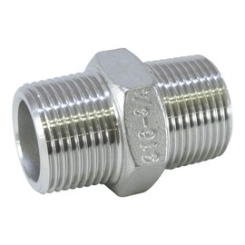 Flowbal V6N-S14-04 1/2 Stainless Steel Threaded Fitting Hex Nipple