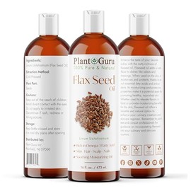Flaxseed Oil 16 oz. Virgin, Unrefined Cold Pressed 100 Pure Natural Carrier - Skin, Body And Face. Great For Psoriasis  More                          