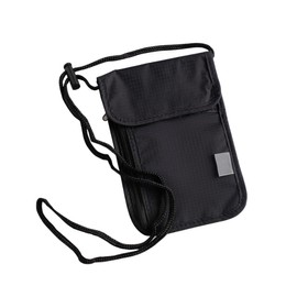 JOCXZI Black Neck Pouch Chest Bag Men's with Adjustable Neck Strap Travel Document Wallet Organiser for Passport, Cash, Cards, Keys