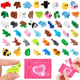 SelfTek 50 Pcs 3D Printed Mini Animals Blind Bags - Flexible Movable Joint 3D Printed Mini Animals Figures Mystery Bags for Party Favors, Home Office Desk Decoration, Birthday Gifts