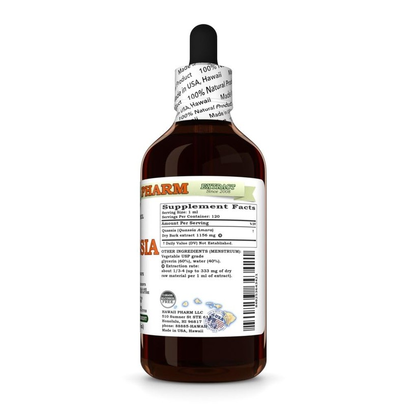Quassia (Quassia Amara) Dry Bark Glycerite, Made in Hawaii, All
