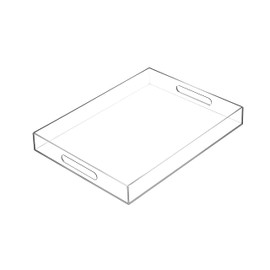 BEYLANG Clear Sturdy Acrylic Serving Tray with Handles-12x20Inch-Serving Coffee,Appetizer,Breakfast,Butler-Kitchen Countertop Tray-Makeup Drawer Organizer-Vanity Table,Ottoman Tray-Decorative