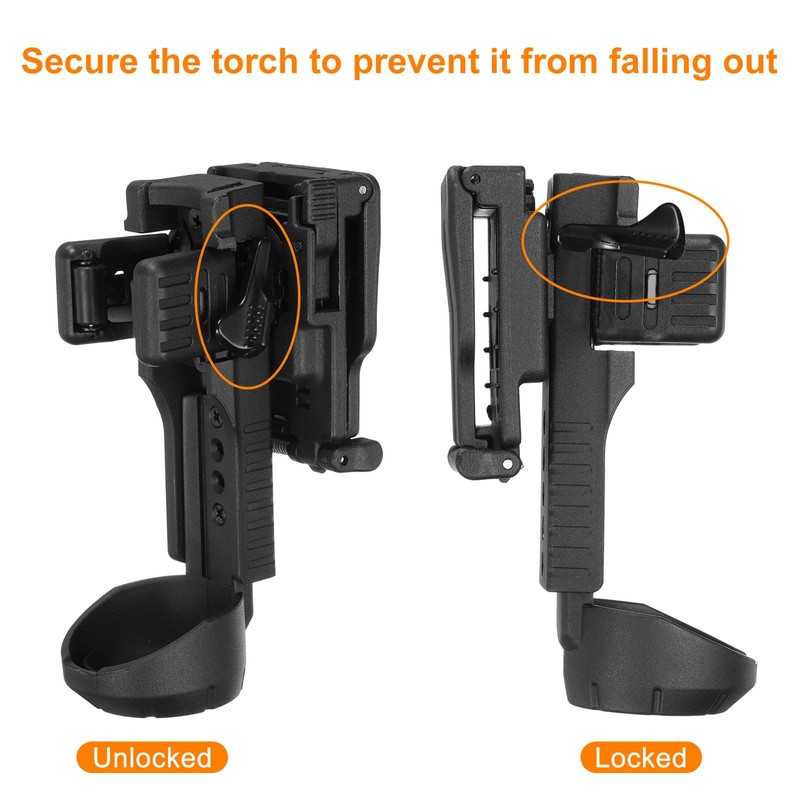 HARFINGTON Flashlight Holder Rotatable Torch Light Carry Case Fits 1"-1.25"