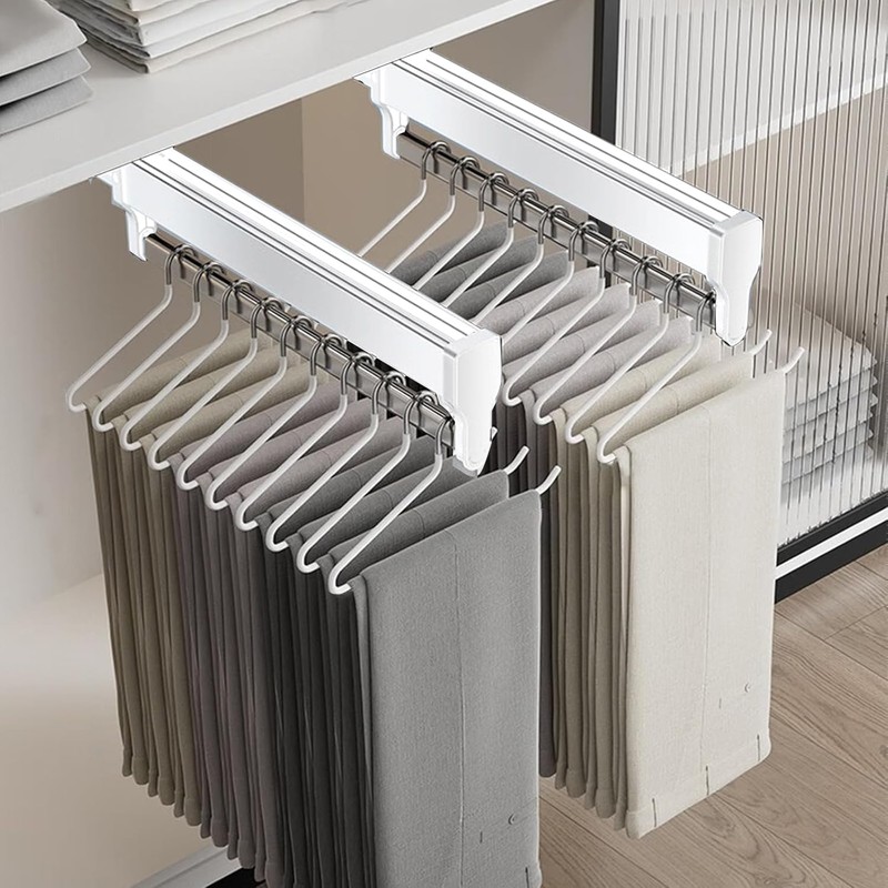 Extendable Pull-Out Closet Valet Rod, Pull Out Clothes Hanger Rail