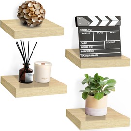 Sorbus Square Floating Shelf for Wall - 4 Small Shelves with Invisible Mounting Brackets for Living Room Decor, Bedroom, Bathroom Decor, Home & Kitchen - 9" Wall Shelf to Display Photos Trophies